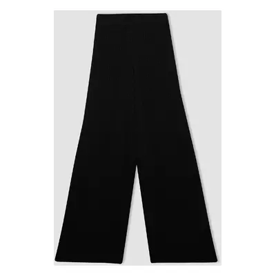 DEFACTO Relax Fit Knitted Trousers Elastic Waist Basic Plain Wide Leg