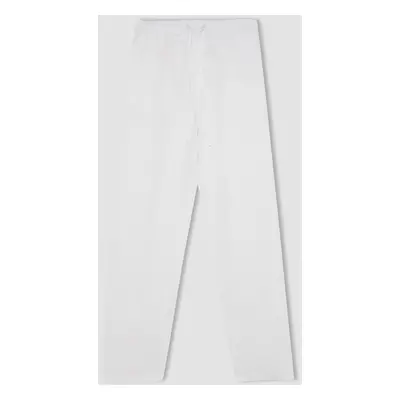 DEFACTO High Waist Short Leg Linen Trousers with Jogger Pockets