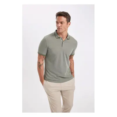 DEFACTO Slim Fit Non-rolling Polo Collar Cotton T-Shirt with Arm Bands