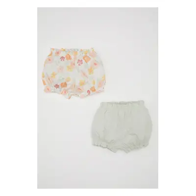 DEFACTO Baby Girl Floral Combed Cotton 2-Pack Shorts