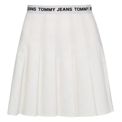 Tommy Jeans Skirt - TJW LOGO WAISTBAND PLEATED MINI white