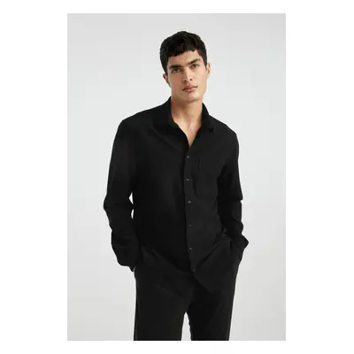 DEFACTO Regular Fit Polo Neck Crinkle Long Sleeve Shirt