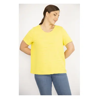 Şans Women's Yellow Large Size Sequined Blouse