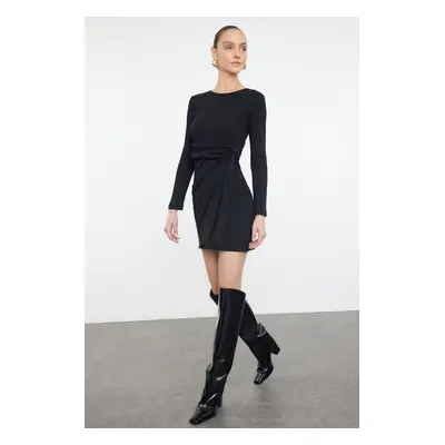 Trendyol Black Fitted Flexible Mini Knitted Dress