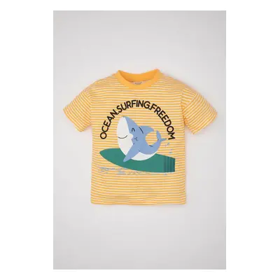 DEFACTO Baby Boy Crew Neck Shark Printed Short Sleeve T-Shirt