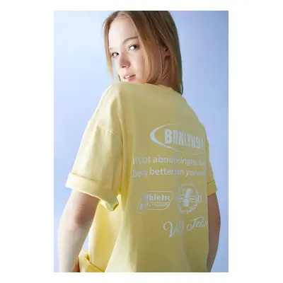 DEFACTO Oversize Fit Crew Neck Printed Short Sleeve T-Shirt