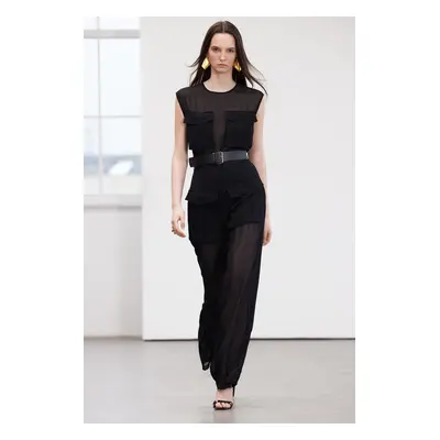 Trendyol Limited Edition Black Belt Detailed Woven Chiffon Jumpsuit