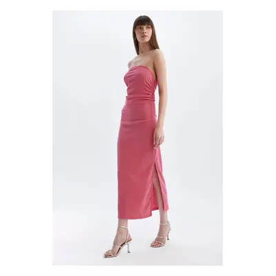 DEFACTO Bodycon Strapless Wrap Midi Dress