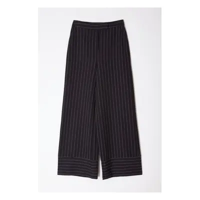 Trendyol Black Striped Wide Leg/Wide Leg Woven Fabric Trousers