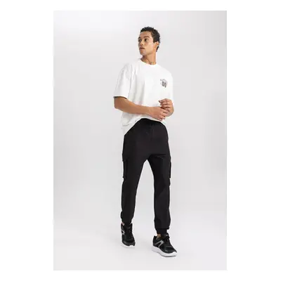 DEFACTO Fit Sports Jogger Sweatpants Standard Fit Cargo Pocket Woven Waist Elastic Leg