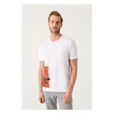 Avva Men's White Graphic Printed Cotton T-shirt