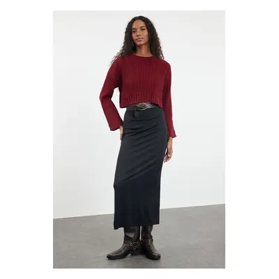 Trendyol Claret Red Super Crop Knitwear Sweater