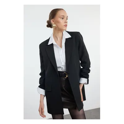 Trendyol Black Oversized Lined Woven Blazer Jacket