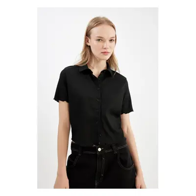 DEFACTO Cool Fitted Wrinkled Short Sleeve Shirt