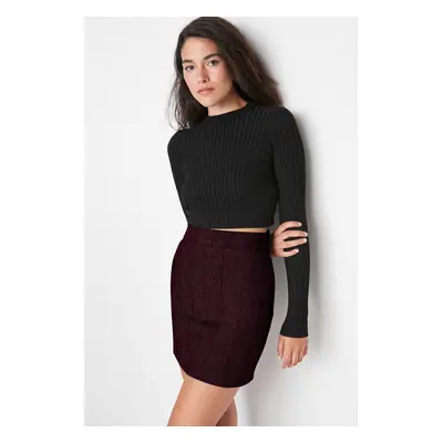 Trendyol Burgundy A-line Stitching Fabric Mini Woven Skirt