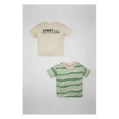 DEFACTO Baby Boy Crew Neck Striped 2-Pack Short Sleeve T-Shirt