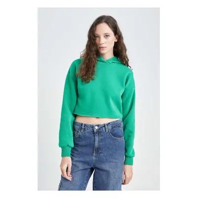 DEFACTO Hooded Basic Crop Basic Sweatshirt