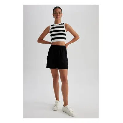 DEFACTO High Waist Short Leg Linen Blended Shorts