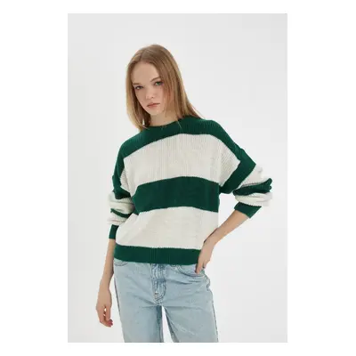 DEFACTO Coool Oversize Wide Pattern Crew Neck Striped Knitwear Sweater