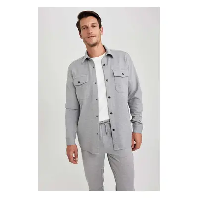 DEFACTO Polo Collar All-Way Stretch Pocket Long Sleeve Shirt Jacket