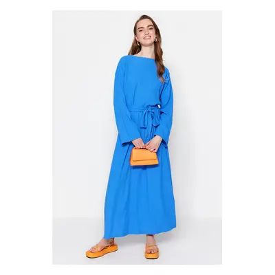 Trendyol Saxon Belted Woven Crinkle Dress