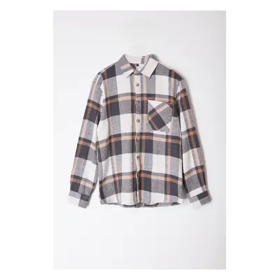 Trendyol Beige Unisex Regular Fit Winter Plaid Checked Lumberjack Jacket Shirt