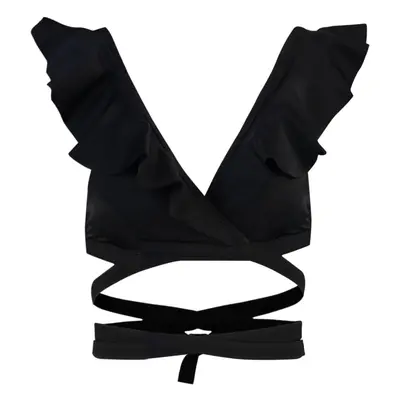 Trendyol Black Triangle Ruffle Bikini Top