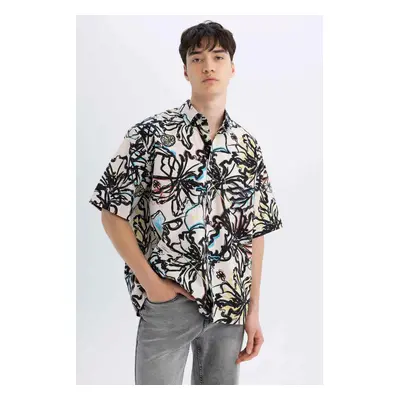 DEFACTO Relax Fit Patterned Cotton Short Sleeve Shirt