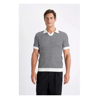 DEFACTO Standard Fit Regular Cut Striped Short Sleeve Knitted Polo Shirt