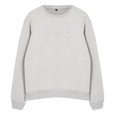 Trendyol Grey Melange Oversize/Wide Cut Embossed Text Printed Inside Polar Fleece Sweatshirt