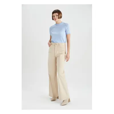 DEFACTO Corduroy Trousers Wide Leg High Waist Wide Leg Basic Plain Pocket