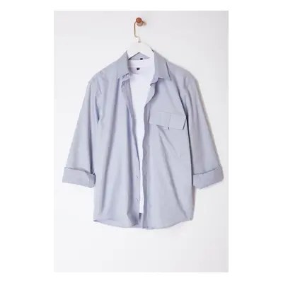 Trendyol Limited Edition Grey Oversize Fit Pocket Detailed 100% Cotton Shirt