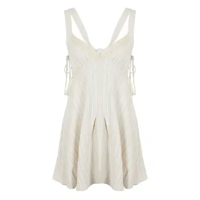 Trendyol Ecru Mini Woven Cut out/Window Beach Dress