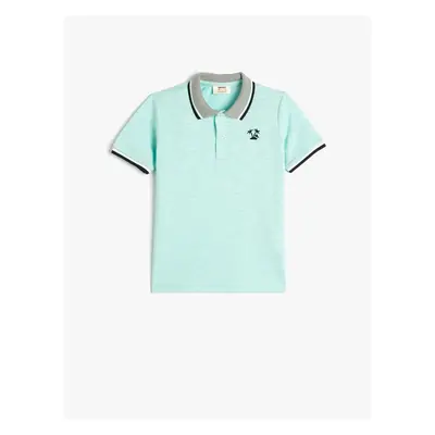 Koton Polo T-Shirt with Short Sleeves and Buttons, Embroidered Detail Cotton.