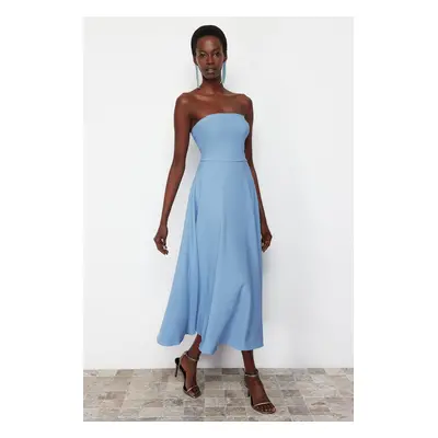 Trendyol Blue A-Cut Woven Elegant Evening Dress