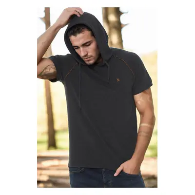 T8570 DEWBERRY HOODED MEN'S T-SHIRT-DARK ANTHRACITE