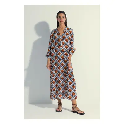 DEFACTO Breath Istanbul X Patterned Long Sleeve Beach Dress