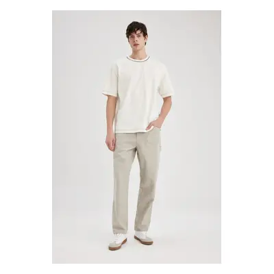 DEFACTO Relax Fit Linen Blend Trousers with Pockets Straight Leg