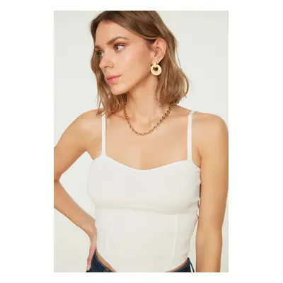 Trendyol Ecru Crop Bustier Knitwear Thin Blouse