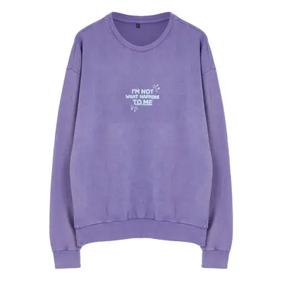 Trendyol Lilac Oversize/Wide Cut Wash/Aged Effect Front and Back Printed Sweatshirt