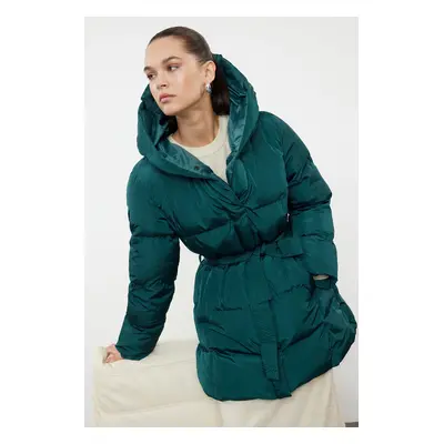 Trendyol Dark Green Regular Fit Belted Water Repellent Puffer Jacket