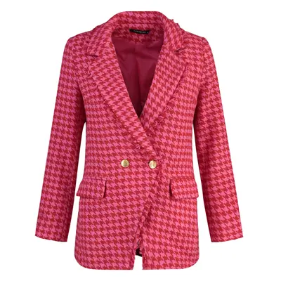 Trendyol Fuchsia Tweed Regular Lined Double Breasted Closure Woven Houndstooth Blazer Jacket