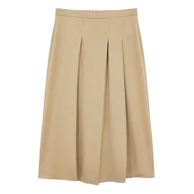 Trendyol Limited Edition Mink Fabric Pleated Midi Length Woven Skirt