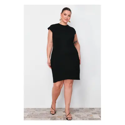 Trendyol Curve Black Ribbed Knitwear Dress