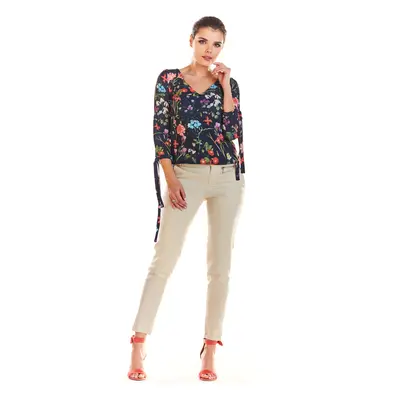 Infinite You Woman's Blouse M191 Navy Blue Flowers