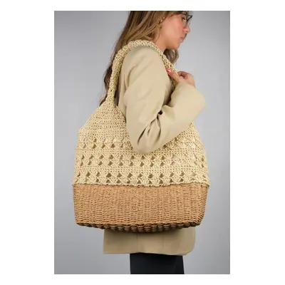 LuviShoes Move Beige Straw Women's Shoulder Bag