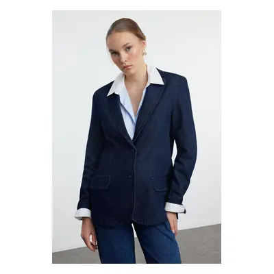 Trendyol Dark Blue Denim Blazer Jacket