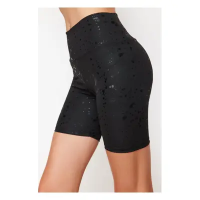 Trendyol Black Glossy Fabric Knitted Sports Shorts/Short Leggings