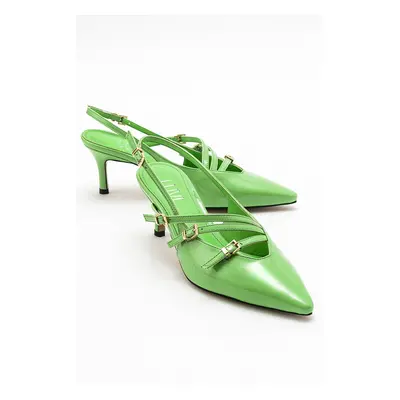 LuviShoes MAGRA Women's Green Patent Leather Heeled Shoes