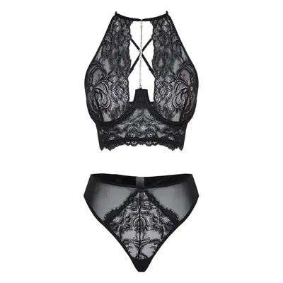 Trendyol Black Lace Openwork/Hole Stone Accessory Detailed Uncovered Knitted Underwear Set